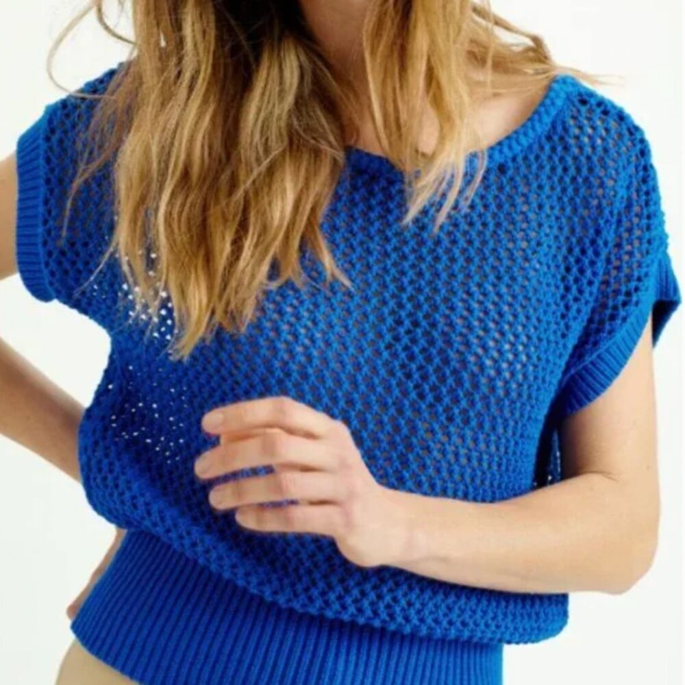 WHBM Open Stitch Brilliant Blue Sweater